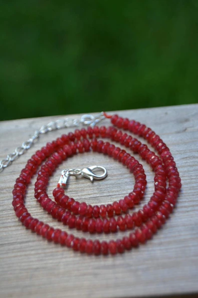 STONEAGE JEWELLERY Bayan Kolye Rondela Kesim Ceyt Doğal Taş