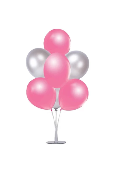 Vip-Aksesuar Metalik Balon Pembe - Gümüş Gri 10 Adet