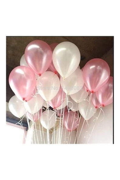 Vipfoni Metalik Balon Pembe- Beyaz 10 Adet