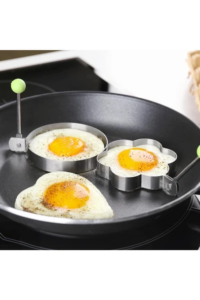 Vipfoni 3 Farklı Şekilde Çelik Omlet Yumurta ve Krep Kalıpları - 2