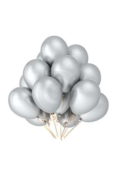 Vipfoni Metalik Balon Gümüş Gri 25 Adet