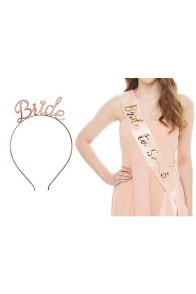 Vipfoni Bride To Be Rose Gold Taç Kuşak Set