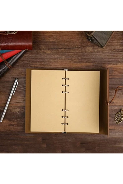 Vipfoni Yaprak Desen Deri Kaplı Defter Küçük Boy - 4