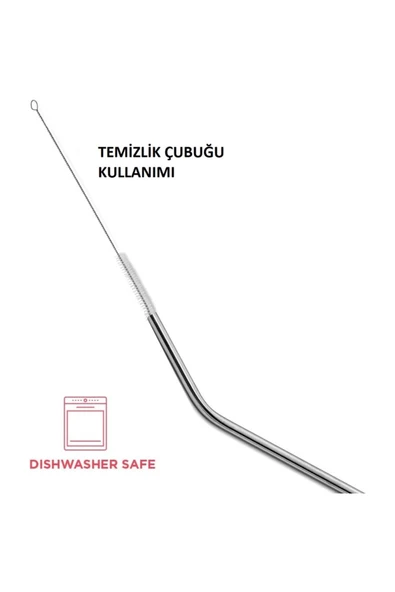 Vipfoni 5 Parça Paslanmaz Çelik Pipet Ve Pipet Temizleme Fırçası Seti - 3