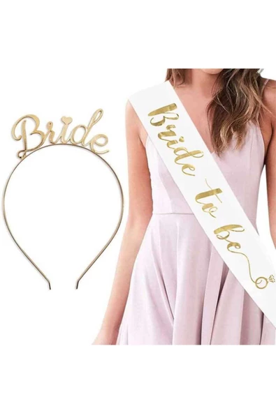 papercraft Bride To Be Gold Taç Kuşak Set
