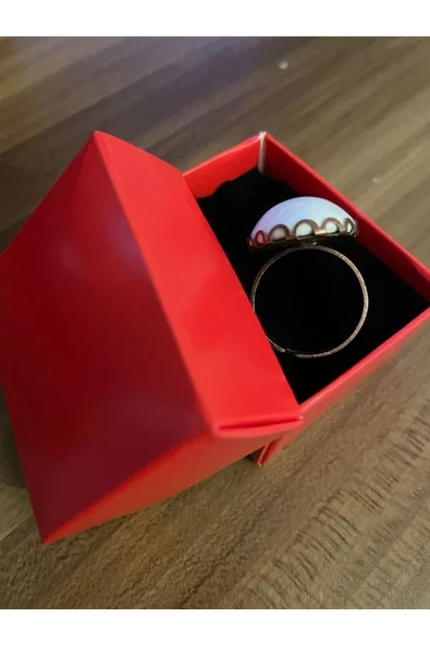 Vipfoni Beyaz Ay Taşlı Gümüş Renk Büyük Doğal Taş Yüzük El Yapımı - 3