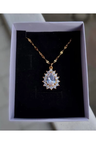Vipfoni Damla Zirkon Taşlı Çelik Kolye