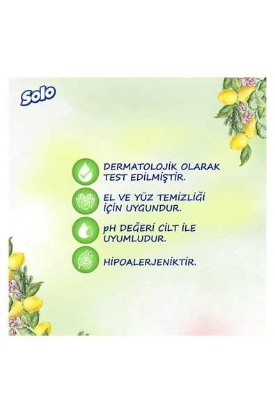Solo Doğal Hijyen Limon&biberiye Islak Mendil 12'li 600 Yaprak - 5