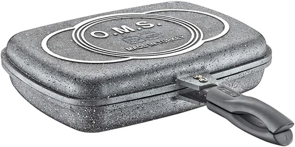 OMS Granit 36x26x9 cm Çift Taraflı Balık Tavası Gri - 2