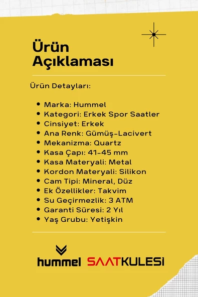 Hummel Erkek Spor Kol Saati Gümüş Lacivert Hm-3000Ma-2 - Resim 2