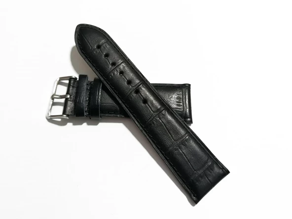 Fado Kordon Seiko& Hertürlü  Saat Uyumlu Croco Baskılı Siyah Renk Deri  22 mm (156)