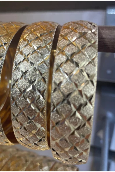 Vipfoni Altın Kaplama Baklava Model Bilezik (2 cm Genişlik) 1 Adet