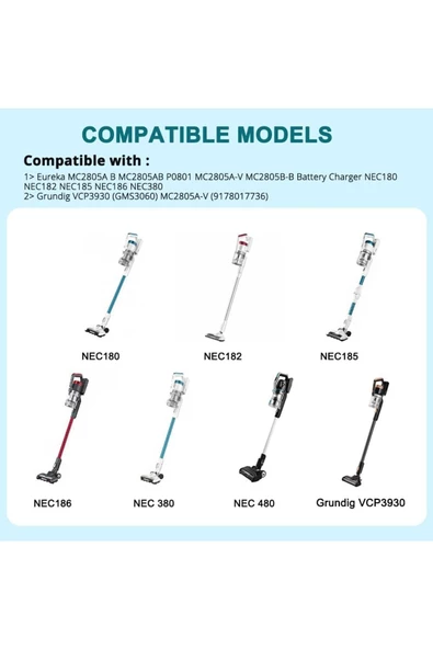 Grundig Vcp3930/5030 - Beko Mc2805a-v Nilfisk - Vestel S30b Uyumlu Eureka Dikey Süpürge Şarj Aleti - Resim 4