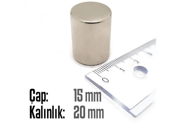 Neodyum Mıknatıs Silindir Çap 15mm , Kalınlık 20mm ( 2 Adet) - 2