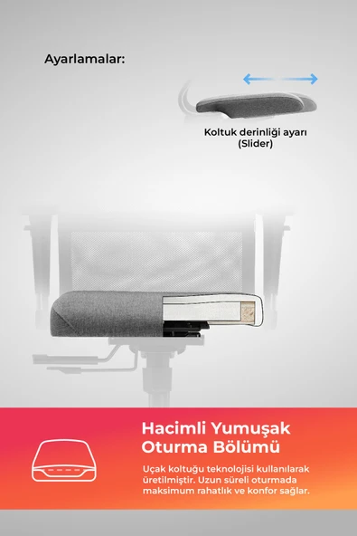 Ergolife Synchrosit 8 Ergonomik Ofis Sandalyesi | Ayarlanabilir Kolçaklı, Fileli, Öğrenci Sandalyesi -297.D.1.2F3 - 4