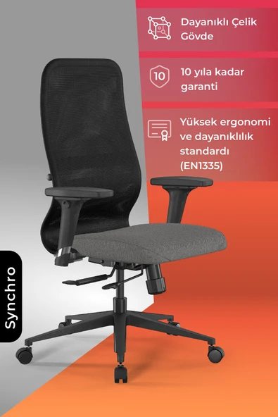 Metta Ergolife SynchroSit 8 Ergonomik Fileli Ofis Koltuğu / Çalışma Sandalyesi - 297.D.1.2F3 - 1