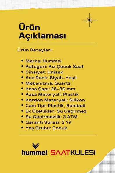 Hummel Kız Erkek Çocuk Kol Saati Siyah Yeşil Hm-1007Ka-4 - Resim 2