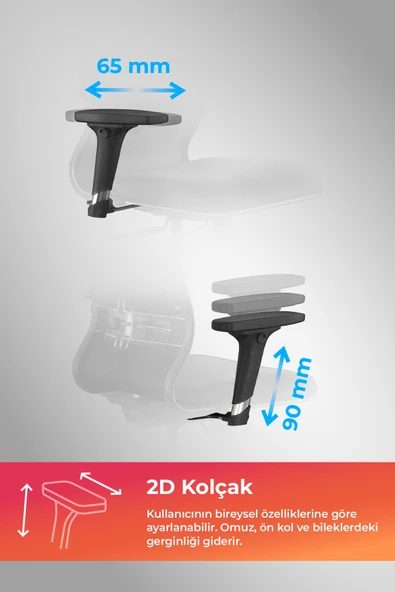 Metta Ergolife SynchroSit 8 Ergonomik Fileli Ofis Koltuğu / Çalışma Sandalyesi - 297.D.1.2F3 - 7