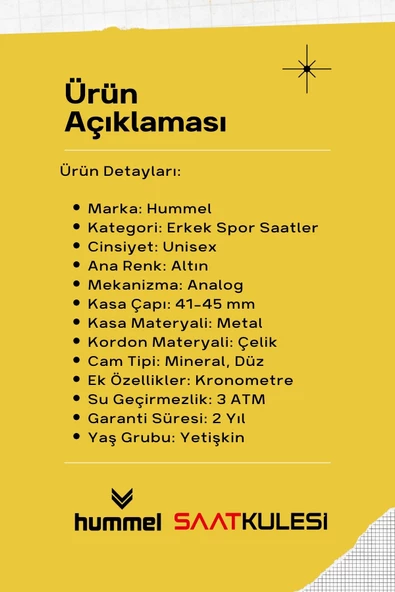 Hummel Erkek Kadın Spor Kol Saati Altın Hm-2003Md-5 - 2
