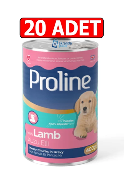 Pro Line Proline yavru kuzu etli balkabaklı sos içinde et parçalı köpek konserve 20adet 400gr köpek yaş mama