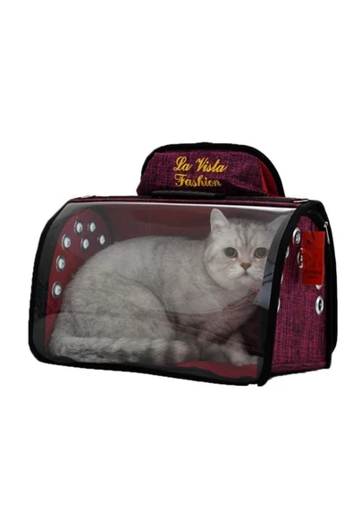 LAVİSTA La Vista Tomris Kedi, Küçük Köpek Sırt Taşıma Çantası Pembe 44-26-27cm