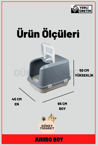 GÜNEY PET Büyük Boy Lüx Kedi Tuvaleti 65x45x50 - 3