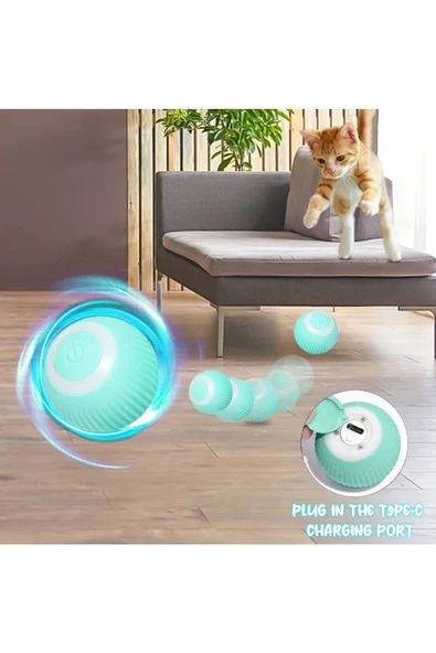 HelloCode Interaktif Şarjlı Kedi Köpek Topu, Akıllı Kedi Topu, Kendinden Hareketli 360 Kedi Oyuncağı - 5