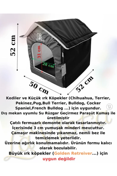 LAVİSTA Kedi Ve Köpek Yatağı Kulübesi Siyah - 2