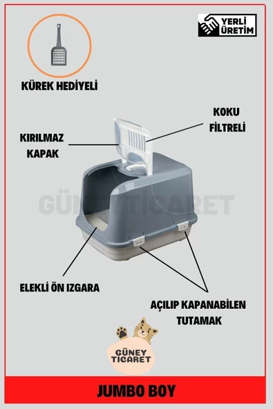 GÜNEY PET Büyük Boy Lüx Kedi Tuvaleti 65x45x50 - 2