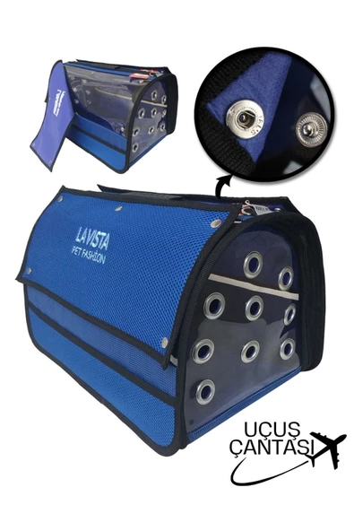 LAVİSTA Lavista Kedi Köpek Taşıma Çantası Perdeli Flybag Mavi