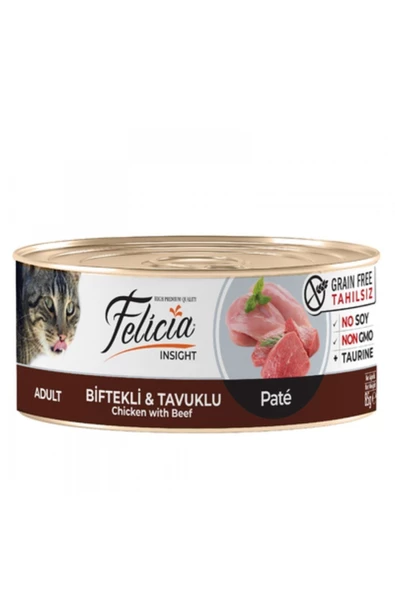 Baylanpet Felıcıa Tahılsız 85 Gr - Biftekli Tavuklu Kıyılmış Konserve Kedi Maması 6x85gr