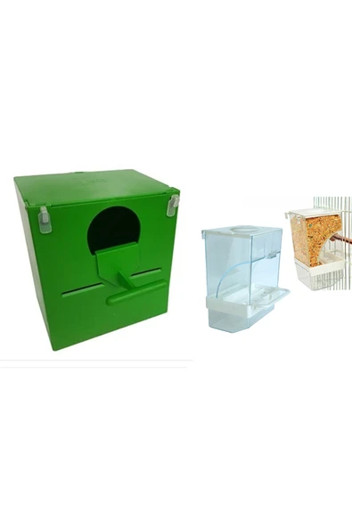 peturunsatis Finch Plastik Yuvalik 9,5 X 14 X 13 ( Yesil Yuvarlak Agiz ) + Akıllı Yemlik ürün görseli