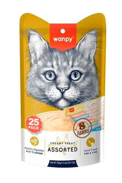 Wanpy Kedi Maması Sıvı Ödül Çubuk Karışık 25x14gr