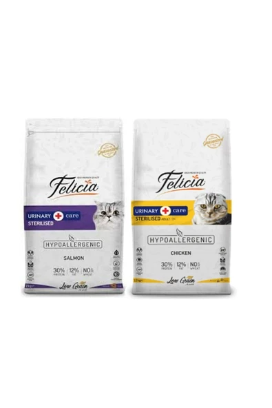 Felicia Somonlu Kısır Yetişkin Kedi Maması 2 Kg + Az Tahıllı Tavuklu Kısır Yetişkin Kedi Maması 2 Kg