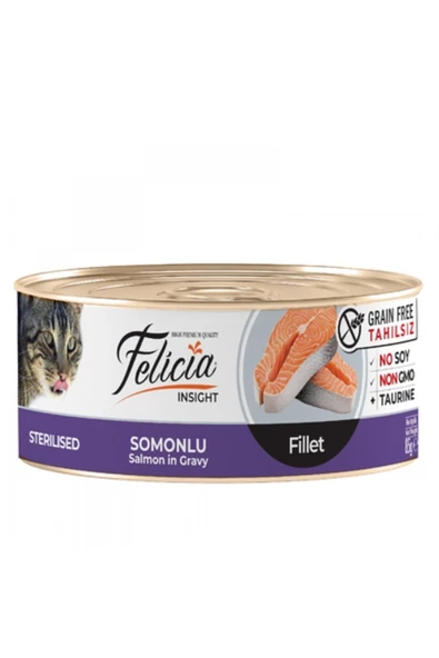 Baylanpet Felıcıa Tahılsız 85 Gr - Sterılızed Somonlu Konserve Kısır Kedi Maması 6x85gr