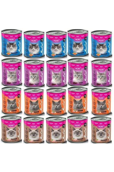 hobipets Hobi Karışık Kedi Konserve Kedi Maması Kedi Konservesi 405 Gr X 20 Adet