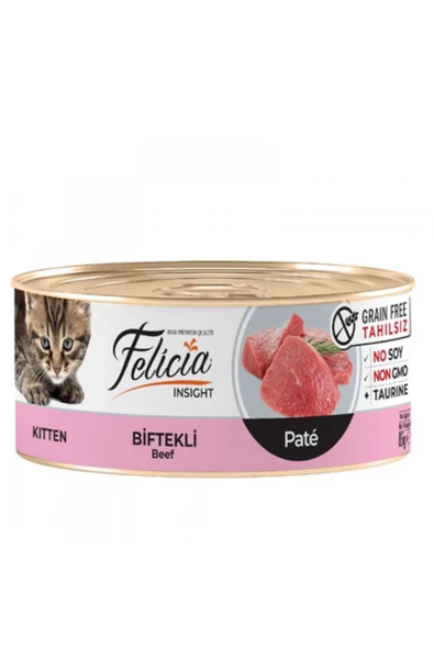 Baylanpet Felıcıa Tahılsız 85 Gr - Kitten Biftekli Kıyılmış Konserve Yavru Kedi Maması 6x85gr