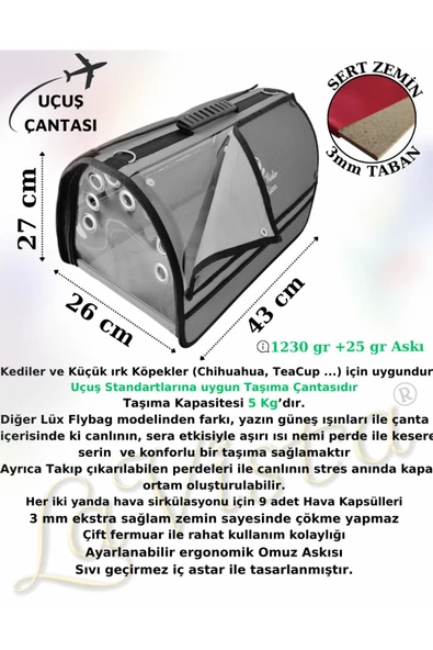 LAVİSTA Lavista Kedi Köpek Taşıma Çantası Perdeli Flybag Mavi - Resim 2