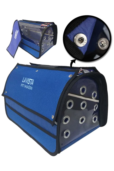 WSTARK Evcil Hayvan Kedi ve Köpek El ve Omuz Mavi Uçak Taşıma Çantası Perdeli Flybag 7 Kg