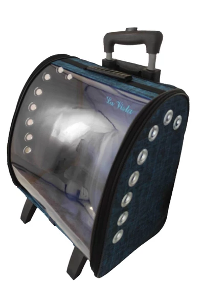 LAVİSTA Kedi Köpek Taşıma Valizi, Çekçekli Çanta "mavi"