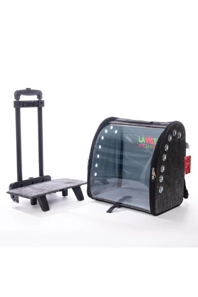 BRAVE PAWS Kedi Köpek Çekçekli Kale Valizi Gri - Resim 6