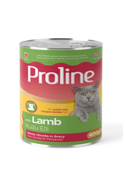 Pro Line Proline Kuzu Etli Sos İçinde Et Parçacıklı Konserve Yetişkin Kedi Maması 400gr x 12 Adet - 2