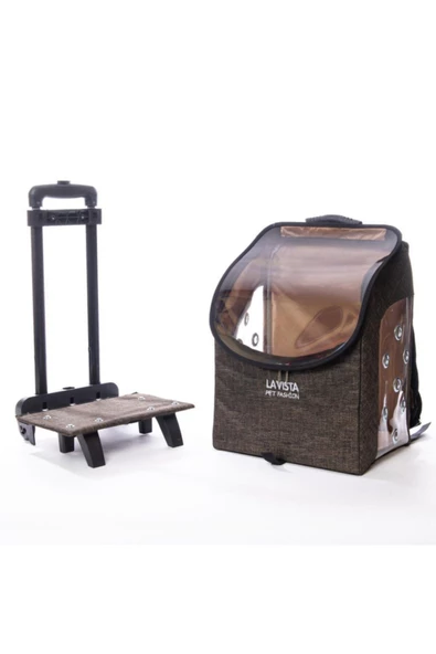 BRAVE PAWS Kedi Köpek Valizi Çekçekli Kahverengi - Resim 6