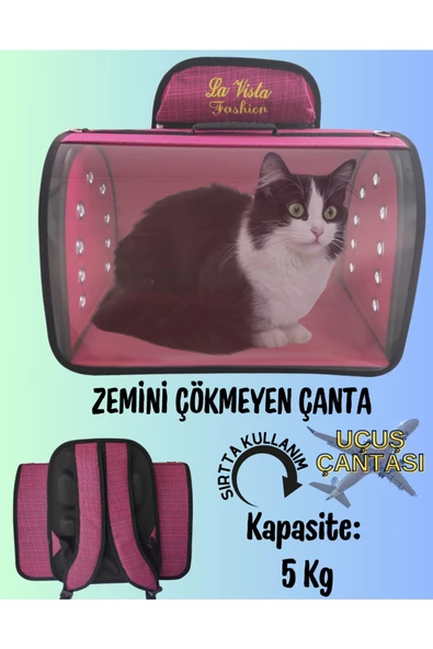 LAVİSTA Kedi Köpek Sırt Taşıma Çantası Tomris Pembe
