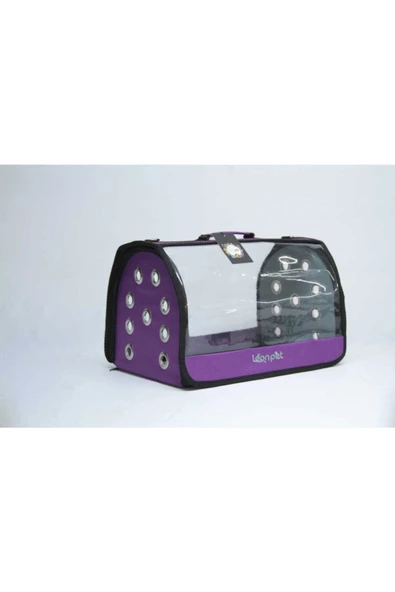 LeonPet Köpek Ve Kedi Renkli Şeffaf Fly Bag Taşıma Çantası Mor 25x40x25 Cm