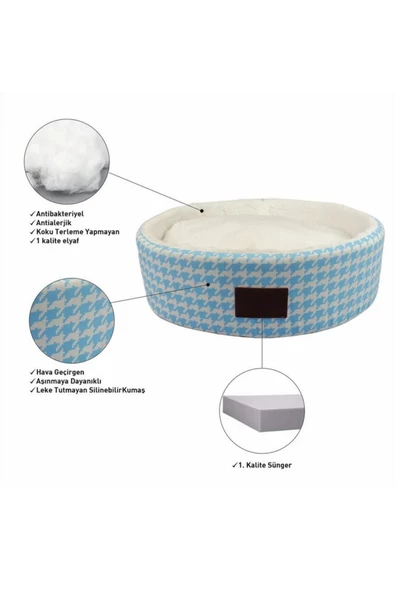 GND PET Anti Bakteriyel Yıkanabilir Koku Tutmaz Kedi Köpek Yatağı 50x50x15 - 2