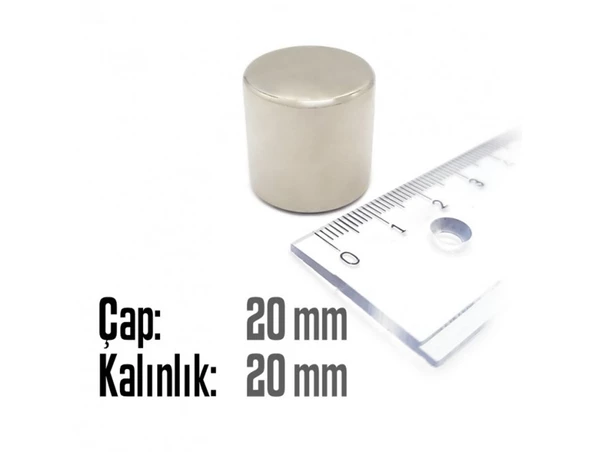 Neodyum Mıknatıs Silindir Çap 20mm , Kalınlık 20mm ( 1 Adet) - 2