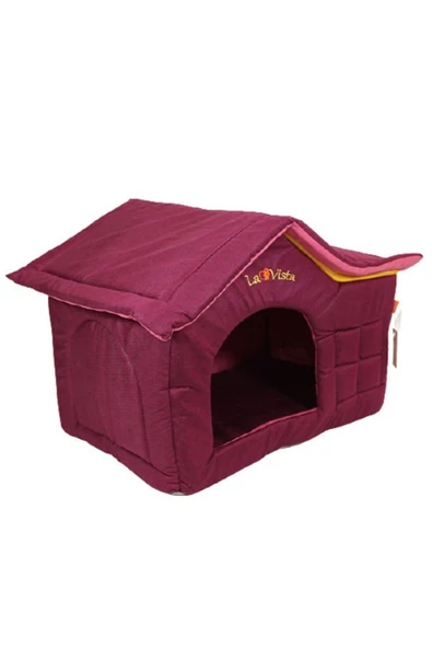 LAVİSTA Lavista Çatılı Kedi ve Köpek Evi Mürdüm Kadife İç Mekan