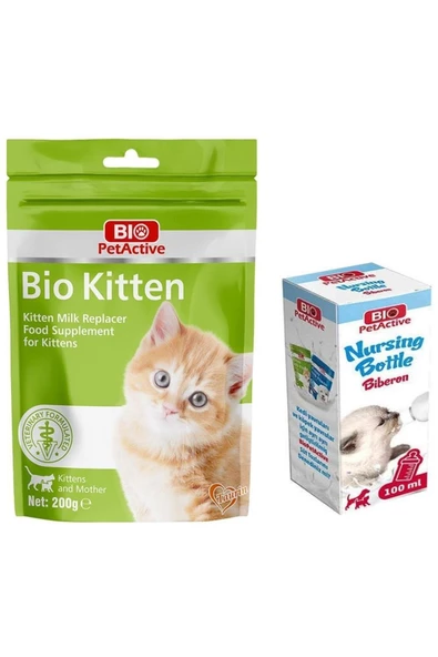 Bio PetActive Bio Kitten Milk Yavru Kedi Süt Tozu 200gr + Biberon 100ml