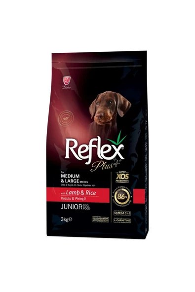 Reflex Plus Junior Medium & Large Kuzu Ve Pirinçli Kuru Köpek Maması 3 Kg - 4